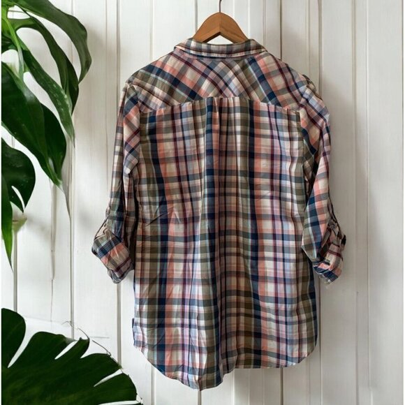 Eddie Bauer Women's Western Style Plaid Shirt Button down Pink Blue Green Sz TL - Picture 3 of 6